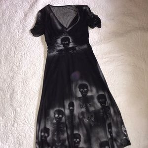 Day of the dead black skull costume dress size 8
